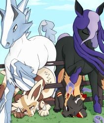 absurd_res anthro anthro_on_feral canid canine canis cross-eyed domestic_dog equid equine female feral generation_4_pokemon generation_8_pokemon glastrier group hi_res horse interspecies laserkitten legendary_pokemon looking_pleasured lucario male male/female mammal nintendo penetration pokemon pokemon_(species) pokephilia size_difference spectrier vaginal_penetration vaginal_penetration vera_(furrocious) zoophilia