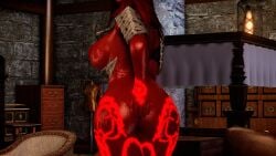 3d akilandi ass breasts demon_girl glowing_eyes lewd red_eyes red_skin redhair skyrim succubi succubus thicc_thighs thighs video_games