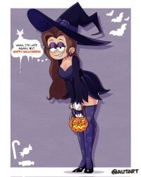 1girls aged_up autart big_breasts breasts brown_hair cleavage female female_focus female_only hair halloween halloween_costume hat holidays luan_loud nickelodeon the_loud_house thighs wide_hips witch witch_costume witch_hat