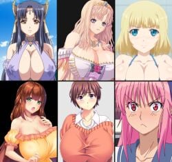 6+girls alisa_(katainaka_ni_totsui_de_kita_russia_musume_to_h_shimakuru_ohanashi) angry angry_face anime_screencap bare_shoulders breasts casual cleavage dress fukunaga_koharu gigantic_breasts housewife huge_breasts ijuin_serena katainaka_ni_totsui_de_kita_russia_musume_to_h_shimakuru_ohanashi kyonyuu_fantasy kyonyuu_fantasy_gaiden kyonyuu_reijou_mc_gakuen luceria_von_diamante maou_ga_gendai_sekai_ni_tensei_shitara_oppai_o_medenakute_wa_naranaku_natta_ken mature_female micro_bikini milf multiple_images nipples older_sister ova pink_hair queen rokusaanu_do_dejiiru school_uniform schoolgirl succubus tiara vampire_(ova) yawato_iroha yellow_clothing