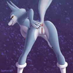 1:1 2024 5_fingers anthro anus bent_over big_butt_cheeks biped black_nose breasts butt canid canine canis clothing devo87 digital_media_(artwork) eyebrows female fingers footwear footwear_only furaffinity genitals hi_res illumination_entertainment looking_at_viewer looking_back looking_back_at_viewer mammal mostly_nude naked_footwear porsha_crystal pussy rear_view signature sing_(movie) sing_2_(movie) solo standing tail universal_studios wolf