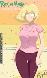 1girls 1woman arms artist_name big_eyes black_eyes blonde_hair breasts cameltoe character_request collarbone confetti elle_(rick_and_morty) face facebook facebook_username fotanimaciones highres hips large_boobs large_breasts legs looking_at_viewer medium_hair no_nose pants pink_lips pink_shirt png png_file purple_pants rick_and_morty rick_and_morty:_the_anime shiny shiny_boobs shiny_breasts shiny_cameltoe shiny_clothes shiny_hair shiny_thighs shirt smile thick_thighs thighs thin_eyebrows thin_eyelashes web_address wide_hips