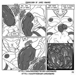 1boy 1futa areolae ball_bulge balls breasts cock_bulge cock_vore comic crossdressing curvy dialogue erect_nipples erection furry futadom futanari futanari_penetrated hi_res huge_breasts hyper hyper_balls hyper_penis inside_balls internal intersex james_howard levin_(fersnuki_time) lizard male male_on_futa male_penetrating malesub nipples nude penile penis reptile scalie snake snake_futa trap vore