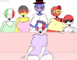 6girls :d artist_name artist_signature big_ass big_breasts big_butt blue_body blue_eye blue_pupils blue_skin breasts countryhumans countryhumans_girl flower_on_head france_(countryhumans) germany_(countryhumans) glasses gray_eyes gray_pupils green_clothing imminent_sex italy_(countryhumans) kak0yt0_chel monaco_(countryhumans) monocle pink_clothing purple_clothing red_body red_clothing red_eye red_pupils red_skin sfw spain_(countryhumans) sunglasses thick_ass thick_butt thick_legs thick_thighs top_hat twitter twitter_link twitter_username united_kingdom_(countryhumans) white_background white_body white_clothing white_skin yellow_body yellow_clothing yellow_eyes yellow_pupils yellow_skin