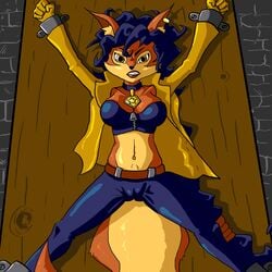 angry bondage carmelita_fox clothed furry nosehook_(artist) sly_cooper_(series) smooth_fur tagme