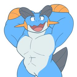 1boy 2d 2d_(artwork) 2d_artwork :d abs armpits arms_behind_head arms_up blue_body blue_skin chest collarbone digital_drawing_(artwork) digital_media_(artwork) drawing flexing game_freak generation_3_pokemon hands_behind_head hi_res high_resolution highres looking_at_viewer male male_only male_pokemon muscular muscular_male nintendo pokemon pokemon_(species) pokemon_only pokemon_oras pokemon_rse seductive seductive_body seductive_eyes seductive_look seductive_mouth seductive_pose seductive_smile sexy sexy_armpits sexy_body sexy_male sexy_pose shell sketch smile smiling smiling_at_viewer standing suggestive suggestive_look suggestive_pose suggestive_posing suggestive_smile swampert tail transparent_background white_belly white_chest