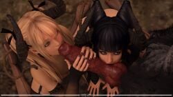 1boy 2girls 3d animal_genitalia asian asian_female big_breasts blonde_female blonde_hair blowjob blue_eyes brown_hair canine canine_penis cg color colored colored_nails daz_studio dead_or_alive dead_or_alive_5 dead_or_alive_5_last_round dead_or_alive_6 driigon erection exposed_breasts eye_contact feet feral feral_on_female fishnets goth halloween interspecies knot large_breasts licking licking_penis long_hair long_hair_female marie_rose mature mature_female naked nipples nude nude_female on_the_floor outdoor pale_skin pale_skinned_female purple_eyes stockings succubus thick_thighs toes video_games werewolf younger_female zoophilia