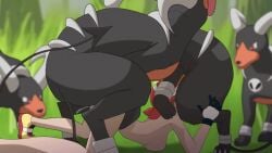 anal animated deepstroke gangbang gangrape houndoom may_(pokemon) nature nintendo oral pokemon pokemon_(species) pokephilia rough_sex zoophilia