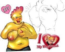 1nonbinary apron_belly ass ass_focus big_breasts big_lips blush cellulite chubby curvy date_everything duck fat_ass first_porn_of_character groping mohawk nipples nonbinary plus_size rebel_(date_everything) rubber rubber_duck shiny_skin tagme tattoo tattoo_on_butt thick_ass topless wings