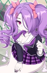 1girls cleavage conversation crush_crush female generica ghost ghost_girl nutaku purple_hair sad_panda_studios white_skin