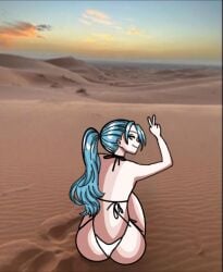 artist_request ass bikini blue_hair clothing desert female female_only nefertari_vivi one_piece