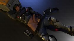 3d bara beanie blackwatch_reyes blizzard_entertainment clothing gloves greatbigboyblue human male male_only overwatch pants penis reaper solo yaoi