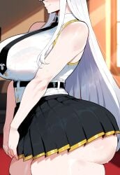 1girls ai_generated ass azur_lane big_breasts breasts enterprise_(azur_lane) female female_focus hat hips huge_ass huge_breasts juuicyai large_breasts light-skinned_female looking_at_viewer looking_pleasured purple_eyes thick_thighs thighs white_hair wide_hips
