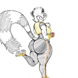 1girls 5_fingers anthro ass big_ass big_tail bubble_butt chest_tuft clothed crimson_redddd eyelashes female female_only fingerless_gloves flat_colors furry gloves grey_body head_tilt head_tuft hourglass_figure idw_publishing lemur looking_at_viewer looking_back mobian_(species) petite purple_eyes raised_eyebrows raised_leg sega shoes sketch slim_thick smile smiling solo sonic_(series) sonic_the_hedgehog_(series) tail tangle_the_lemur thick_thighs toned toned_arms toned_female two_tone_body white_body