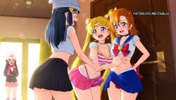 _:0.75 ai_generated amazing_:0.75 anime_coloring ass beanie bishoujo_senshi_sailor_moon black_skirt blonde_hair blue_eyes blue_hair blue_sailor_collar blush bow breasts bulge choker cleavage contemporary crescent crop_top crossdressing crossover dawn_(pokemon) dildo door double_bun earrings embarrassed erection_under_clothes female female_focus femdom futanari futasub hair_bun hair_ornament hair_pulled_back hairbow hairclip hat intersex jewelry kousaka_honoka long_hair looking_at_another love_live! love_live!_school_idol_project magical_girl meitabuu midriff multiple_girls navel official_art one_side_up open_mouth orange_hair penis penis_size_difference pleated_skirt pokemon pokemon_dppt sailor_collar sailor_moon scarf school_uniform sex_toy simple_background sissy skirt socks standing strap_on striped_clothes tank_top teeth tenting twintails underwear upper_teeth_only usagi_tsukino