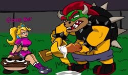 1boy 1boy1girl 1girls 2d 2d_animation big_penis blonde_hair blonde_hair_female blowjob blue_eyes blue_eyes_female bowser crown cum cum_drinking cum_on_breasts cum_on_mouth cum_swallow cumming_in_cup cumshot cup drinking_cum earrings fellatio gokkun goomba human_on_anthro jerking_off koopa licking_lips lipstick longer_than_30_seconds looking_up_at_partner male_masturbation mario_(series) mario_strikers masturbating midriff music oral penis penis_vein pierced_nipples ponytail princess_peach raftyverse shorts_down sitting sound spiked_collar sports_shorts sportswear straight_bangs stroking_own_cock sucking_penis super_mario_strikers tagme text trophy video
