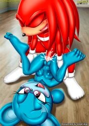 1boy 1girls anthro balls barefoot bbmbbf blush breasts closed_eyes cum cum_in_pussy cum_inside feet female glasses knuckles_the_echidna male male/female mobian_(species) mobius_unleashed nipples nude open_mouth palcomix penis pussy relic_the_pika sega sex socks sonic_(series) sonic_the_hedgehog_(series) tongue tongue_out vaginal_penetration vaginal_sex