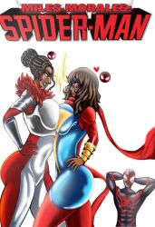 2girls 2girls1boy big_ass big_breasts kamala_khan miles_morales nerd red romantic_couple sexy_body sexy_pose spider-man tiana_toomes