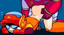 anal anal_sex anal_sex brawl_stars cum cum_drip gay larry_(brawl_stars) larry_pecausa male male/male male_only penetration robot sex steam supercell surge_(brawl_stars) tear