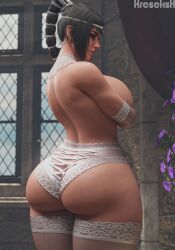 1girls baldur's_gate_3 big_ass big_breasts breasts dat_ass female huge_ass huge_breasts kreseks looking_at_viewer looking_back shadowheart