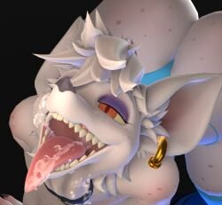 3d_(artwork) anthro ass barely_visible_breasts bedroom_eyes bent_over big_butt black_background bodily_fluids bottomwear breasts claws clothed clothing collar cum cum_in_mouth cum_inside cum_on_face cum_on_tongue cumshot digital_media_(artwork) ear_piercing ear_ring ejaculation eyelashes eyeshadow female freckled_butt freckled_face freckles genital_fluids hair half-closed_eyes inner_ear_fluff jojomingles kneeling legwear looking_up makeup mammal mouse murid murine narrowed_eyes officer_flint_(foresttherotten) open_mouth orange_eyes panties partially_clothed piercing purple_eyeshadow ring_piercing rodent seductive sharp_teeth short_hair simple_background solo stockings teeth tongue tongue_out topless tuft underwear underwear_only white_body white_hair yellow_sclera