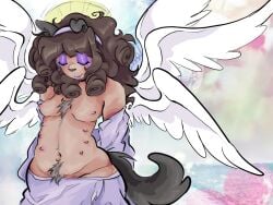 angel angel_wings chubby dog dog_ears dog_girl dog_tail fat female furry hairy mommy nipples pretty pussy pussy_hair scarydogxd soft woman
