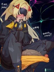 1futa blind blindfolded_futa blonde_hair blush dick dickgirl embarrassed english_text erect_penis erection erection_under_clothes futa_only futanari hard_on hoyoverse huge_cock large_penis light-skinned_futa light_skin liuskin mihoyo mostly_clothed penis ponytail shy tagme text trigger_(zenless_zone_zero) veiny_penis visor zenless_zone_zero