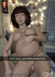 1boy 1boy1girl 1boy1girls 1girls 3d 3d_(artwork) after_sex blender blender_(artwork) blender_(software) brown_hair brown_hair brunette_female brunette_hair brunette_hair_female celebrity cum cum_leak cum_leaking cum_leaking_out_of_pussy cumflated cumflated_belly dont_bully_(artist) eyes_rolling_back female femboy femboy_on_female fucked_senseless fucked_silly instagram instagram_username looking_pleasured lying_on_back lying_on_bed millie_bobby_brown nude_female pregnant pregnant_belly pregnant_female real_person selfie selfie_pose unseen_male unseen_male_face