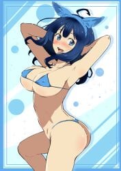1girls ahoge alternate_breast_size antenna_hair armpit armpit_peek armpits arms_behind_head ass ass ass_cleavage back bare_armpits bare_arms bare_ass bare_back bare_belly bare_butt bare_chest bare_hands bare_hips bare_legs bare_midriff bare_navel bare_shoulders bare_skin bare_thighs belly big_breasts bikini bikini_bottom bikini_only bikini_top blue_background blue_bikini blue_bikini_bottom blue_bikini_top blue_eyebrows blue_eyes blue_eyes_female blue_hair blue_hair_female blue_string_bikini blue_swimsuit blue_swimwear blush blush_face blushing_at_viewer blushing_female breasts bubble_ass bubble_butt busty busty_female busty_girl busty_teen butt_crack collarbone coriponz elbows exposed_armpits exposed_arms exposed_ass exposed_back exposed_belly exposed_butt exposed_chest exposed_hips exposed_legs exposed_midriff exposed_navel exposed_shoulders exposed_skin exposed_thighs female female_focus female_only hair_between_eyes hairless_armpits hand_behind_head hands_behind_head high_resolution highres large_breasts lean_figure long_hair looking_at_viewer make_heroine_ga_oo_sugiru! midriff narrow_waist nipple_bulge open_mouth open_mouth_smile parted_lips plump_breasts shaved_armpits shoulders sideboob simple_background slender_body slender_waist slim_waist smooth_armpits solo standing string_bikini swimsuit swimwear teenage_tits thick_thighs thighs tongue underboob upper_body upper_teeth yanami_anna