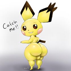 1boy anthro balls ballsack big_ass big_butt brown_eyes femboy furry girly huge_ass looking_back male male_only nintendo no_humans pichu pokemon pokemon_(species) pokemon_gsc solo testicles thick_ass thick_thighs zeriie