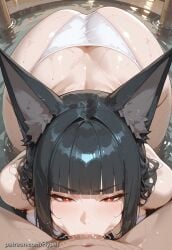 ai_generated alternate_version_at_source animal_ears big_ears bikini_bottom bikini_top black_hair deep_blowjob deepthroat female hoshimi_miyabi hypet long_hair onsen pov red_eyes shiny shiny_skin sucking_penis tagme thick thick_ass thick_legs thick_thighs thighs wet wet_body zenless_zone_zero