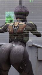 1girls animated ass ass_focus ass_shake cyborg ghost_in_the_shell glitch kishi kusanagi_motoko purple_hair skin_tight thick_thighs third-party_edit