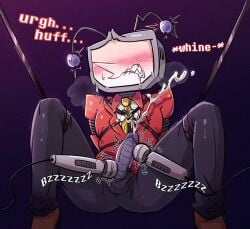 1boy bondage cum cumming deltaruined deltarune drooling freakyguy101 male male_only masturbation overstimulation restrained restraints robot solo tenna_(deltarune) tied_up toys tv_head undertale_(series) vibrator whimpering