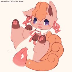 1:1 1boy 1girls begging begging_pose blush bodily_fluids bow brown_fur brown_paws canine chikorita_moon cum cum_drip cum_in_pussy cum_inside disembodied_penis dripping feet female feral fox fur genital_fluids leg_markings male mammal markings multi_tail nintendo one_ear_up original_character pawpads paws penis pink_pawpads pokemon pokemon_(species) pokemon_rgby purple_eyes pussy ribbons sex socks_(marking) solo_focus spread_legs spreading tail tan_fur video_games vulpix white_fur