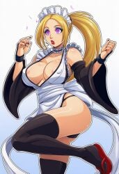 ai_generated bimbo blonde_hair blue_eyeshadow fatal_fury feminization hypnosis iroha_(cosplay) king_of_fighters mascara red_lipstick rule_63 samurai_shodown snk terry_bogard