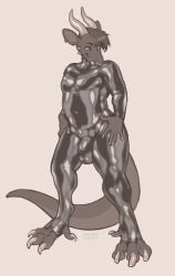 anthro artist_name bulge clothing detailed_bulge dragon ear_piercing ear_ring facial_piercing front_view full-length_portrait genital_outline hair hi_res latex latex_clothing latex_skinsuit male male_anthro monochrome mythological_creature mythological_scalie mythology nose_piercing nose_ring penis_outline piercing portrait ring_piercing scalie septum_piercing septum_ring seraphictiger short_hair simple_background skinsuit solo standing text tight_clothing