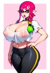 1girls aged_up ai_generated areola areolae arm_at_side belt_buckle belt_collar big_breasts bimbo bimbo_body bimbo_lips bimbofication bimbofied blue_eyes braid braided_hair breasts cameltoe cleavage collar collarbone colored_nails colored_tips eyeshadow female green_hair hand_on_hip hand_on_own_hip huge_ass huge_breasts inkling inkling_girl leggings long_ears long_hair long_nails long_sidelocks makeup massive_breasts midriff multicolored_hair navel nipple_bulge novelai overhang pink_hair pointy_ears see-through see-through_clothing see-through_shirt see-through_top shirt shirt_overhang short_sleeves sidelocks single_braid solo solo_female splatoon striped_legwear t-shirt tgm101_(artist) thick_lips thick_thighs thin_waist torn_clothes torn_shirt wide_hips