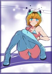 1girls adult adult_female aqua_eyes aqua_eyes_female bikini bikini_bottom bikini_top black_hair black_hair_female blonde_eyebrows blonde_female blonde_hair blonde_hair blonde_hair_female blue_eyes blue_eyes_female blunt_bangs blush blush_face blushing_at_viewer blushing_female coriponz eyebrows_visible_through_hair female footwear halterneck high_heels horn horns legwear mature mature_female memcho over-kneehighs shoes sitting sitting_on_ass sitting_on_floor sitting_on_ground string_bikini swimsuit swimwear thigh_highs thighhighs yellow_eyebrows yellow_hair yellow_hair_female