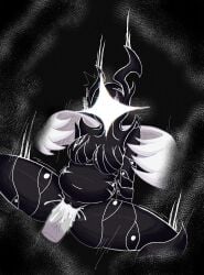 belly black_body breasts chubby chubby_female cum cum_in_pussy cum_inside cum_overflow deltarune deltarune_chapter_4 eyllmao faceless_female floating_penis horns sex smoke spread_legs thick_thighs thighs titan_(deltarune) undertale_(series) vaginal_penetration wings