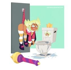 1girls brawl_stars female freidesuu hanging_wedgie mandy_(brawl_stars) swirly wedgie
