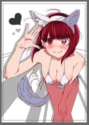 1girls animal_ear_fluff animal_ears animal_tail arima_kana armpit armpit_peek armpits bare_armpits bare_arms bare_belly bare_calves bare_chest bare_hands bare_hips bare_knees bare_legs bare_midriff bare_navel bare_shoulders bare_skin bare_thighs bikini bikini_bottom bikini_only bikini_top blunt_bangs blush blush_face blushing_at_viewer blushing_female bob_cut breasts closed_mouth_smile coriponz exposed_armpits exposed_arms exposed_belly exposed_chest exposed_hips exposed_legs exposed_midriff exposed_navel exposed_shoulders exposed_skin exposed_thighs fake_animal_ears fake_animal_tail female hairless_armpits halterneck high_school_student leaning_forward medium_breasts oshi_no_ko petite petite_body petite_breasts petite_female petite_girl red_eyes red_eyes_female red_hair red_hair_female school_girl shaved_armpits side-tie_bikini skinny skinny_female skinny_girl skinny_waist smile smiley_face smiling smiling_at_viewer smirk smooth_armpits string_bikini swimsuit swimwear teen_girl teenage_girl teenager waving waving_at_viewer young_female young_woman