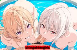 ai_generated anime breasts breasts_out cousin_and_cousin cousins deepthroat fellatio naked nakiri_alice nakiri_erina oral pov sex shingekinogirls shokugeki_no_souma threesome two_girls
