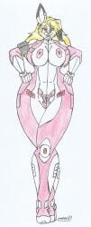 anthro beige_fur big_breasts big_hips black_fur blonde_hair_female bodysuit breasts buff_bouncy_(waifuland) earrings female furry green_eyes hands_on_hips hare high_heels looking_at_viewer marlon64 mecha_pilot_suit pink_eyeshadow pink_lipstick pink_makeup seductive_smile smiling_at_viewer solo_female traditional_drawing_(artwork) waifuland walked_in_on white_background white_fur