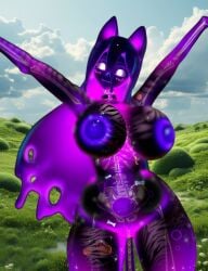 big_boobs big_breasts big_tits bimbo bimbofication cat cat_ears catgirl female pur_slime(bom39) purple purple_hair skeleton skelly_jelly slime slime_girl visible_skeleton vrchat vrchat_avatar