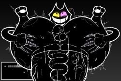 anal anal_sex ass big_ass big_penis cat_ears cat_tail deltarune english_text friend_(deltarune) gay gay_sex grabbing grabbing_ass grabbing_own_ass gripping gripping_ass huge_ass large_ass laugh multicolored_eyes penis penis_in_ass text veiny_penis zoinks_(artist)