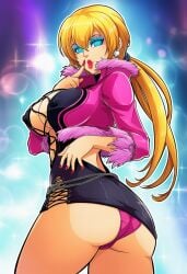 ai_generated bimbo blonde_hair blue_eyeshadow fatal_fury feminization hypnosis king_of_fighters king_of_fighters_xv mascara red_lipstick rule_63 sano-br shermie_(cosplay) shermie_(kof) shermie_(kof)_(cosplay) snk terry_bogard