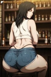 1girls ai_generated anus_focus ass ass_focus attack_on_titan big_ass big_breasts black_hair breasts cosplay curvy curvy_figure female grabbing_ass huge_ass huge_breasts light-skinned_female mature_female nude pieck_finger prostitution pussy sex short_hair smile solo thong zadbhell