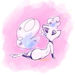 accessory alolan_form alolan_vulpix ambiguous_gender bodily_fluids bow_ribbon clothing collar eyeliner feral garter generation_7_pokemon genital_fluids leggings legwear makeup muzzzzz nintendo peeing_on_face pokemon pokemon_(species) regional_form_(pokemon) solo urine urine_on_face urine_pool watersports yoga