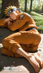 ai_generated animated big_balls big_butt big_penis bulge bulge_through_clothing clothed clothing feet feet_focus feet_up forest gay gay_male naruto naruto_(classic) naruto_(series) naruto_shippuden sleeping uzumaki_naruto video yaoi