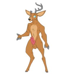 1boy anthro antlers athletic athletic_male base cervid diphallia diphallism horn low_res male male_only mammal multi_penis penis samalamb-bases solo solo_male